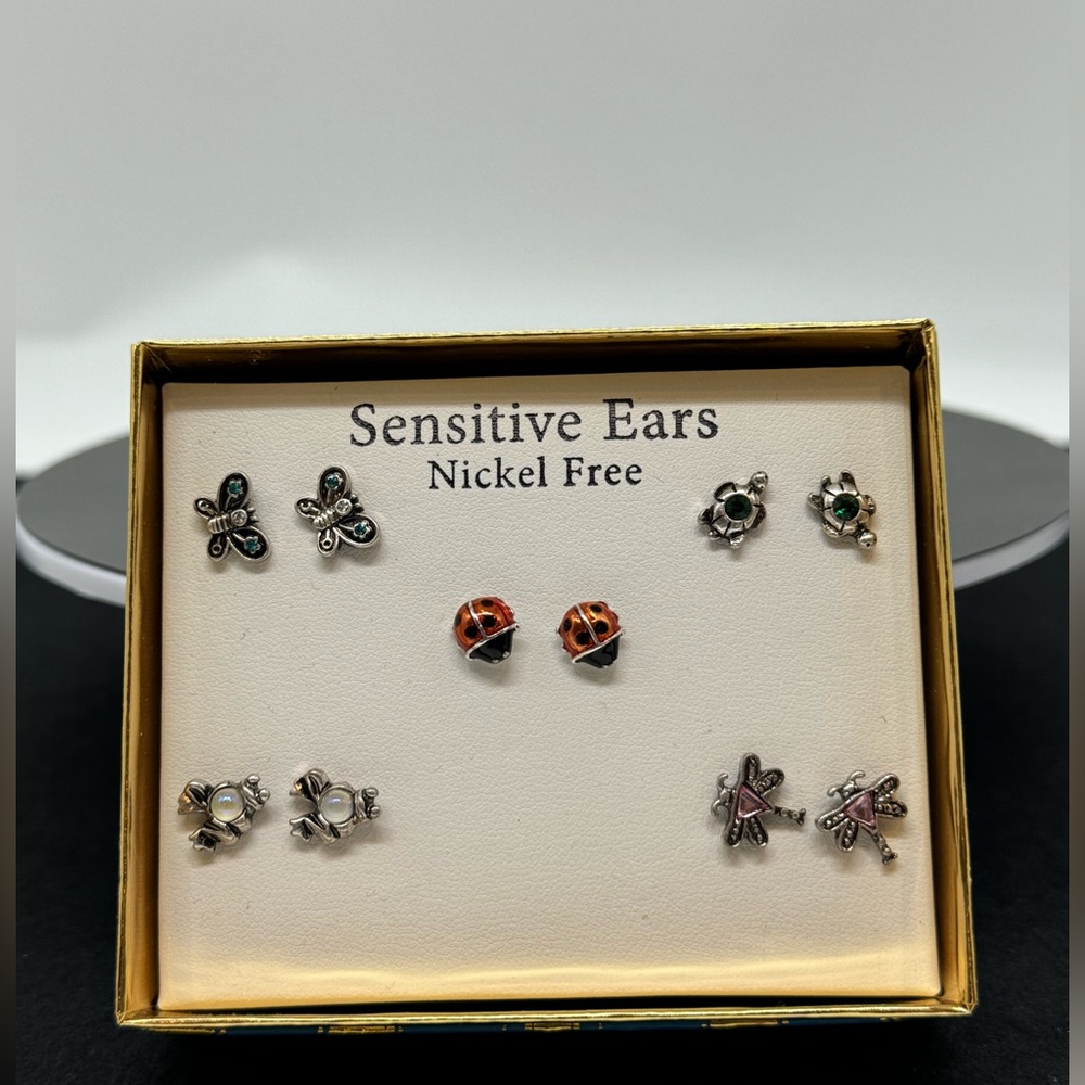 Box Set 5 Pairs Stud Earrings Ladybug
